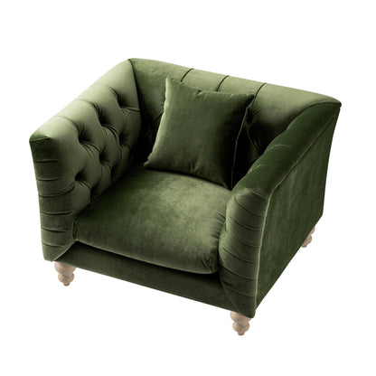 Ashby Chesterfield Armchair, Fern Green Velvet