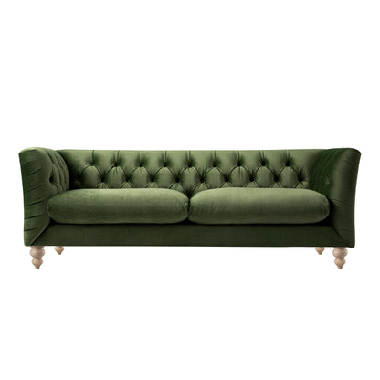 Ashby Chesterfield Large 3-Seater Sofa, Fern Green Velvet