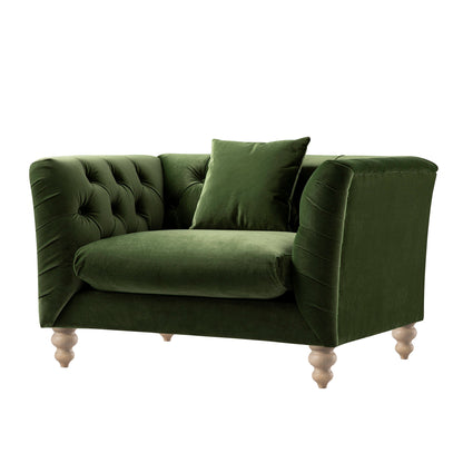 Ashby Chesterfield Loveseat, Fern Green Velvet