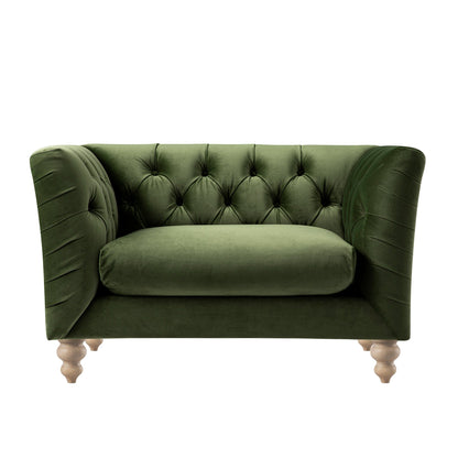 Ashby Chesterfield Loveseat, Fern Green Velvet