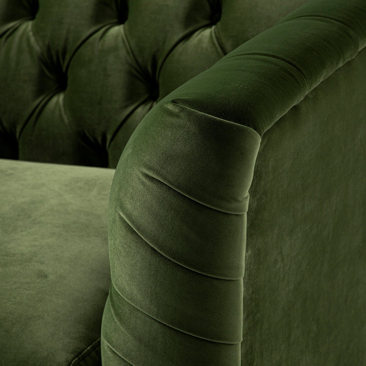 Ashby Chesterfield Loveseat, Fern Green Velvet