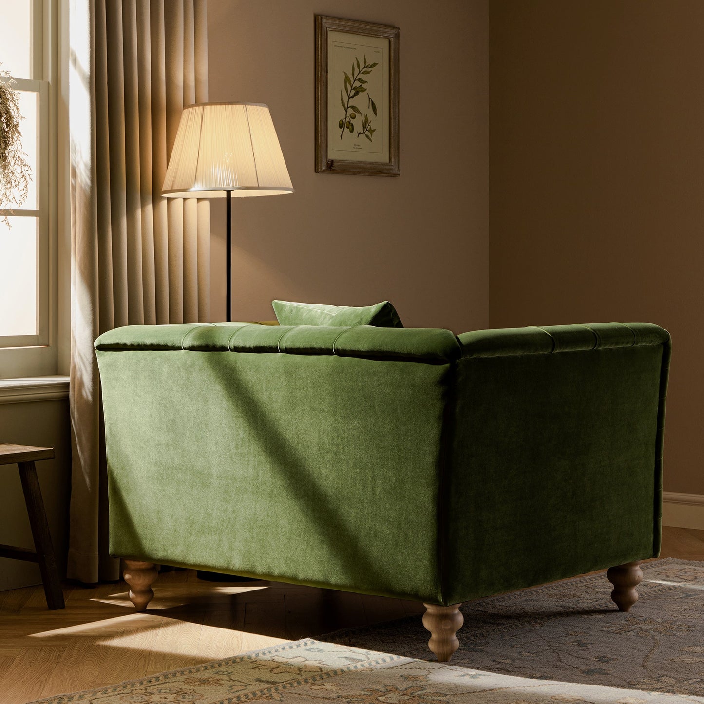 Ashby Chesterfield Loveseat, Fern Green Velvet