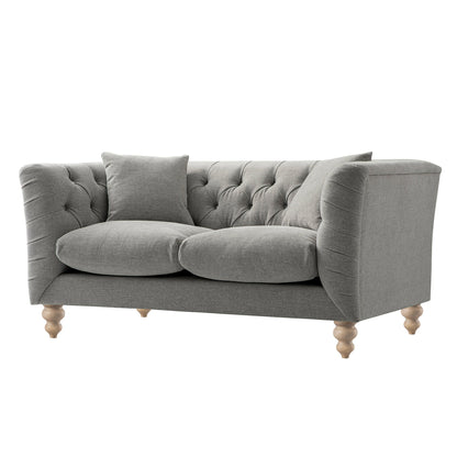 Ashby Chesterfield 2-Seater Sofa, Mist Grey Chenille