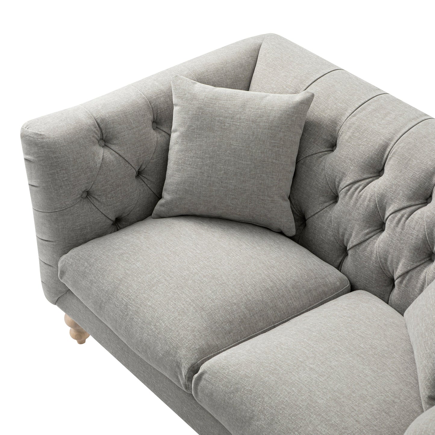 Ashby Chesterfield 2-Seater Sofa, Mist Grey Chenille
