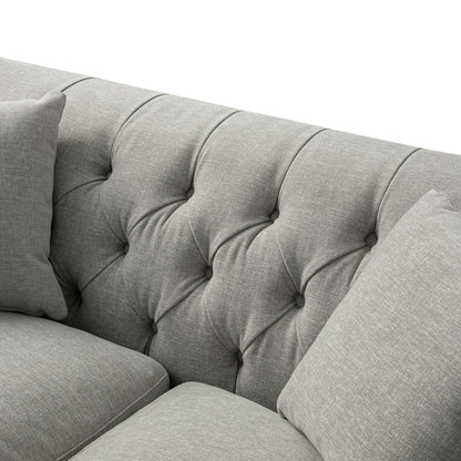 Ashby Chesterfield 2-Seater Sofa, Mist Grey Chenille