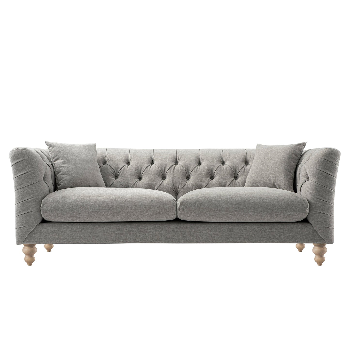 Ashby Chesterfield Large 3-Seater Sofa, Mist Grey Chenille