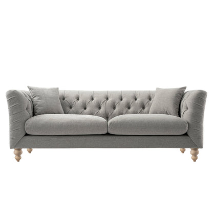 Ashby Chesterfield Large 3-Seater Sofa, Mist Grey Chenille