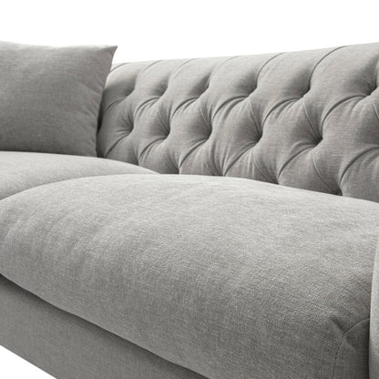 Ashby Chesterfield Large 3-Seater Sofa, Mist Grey Chenille