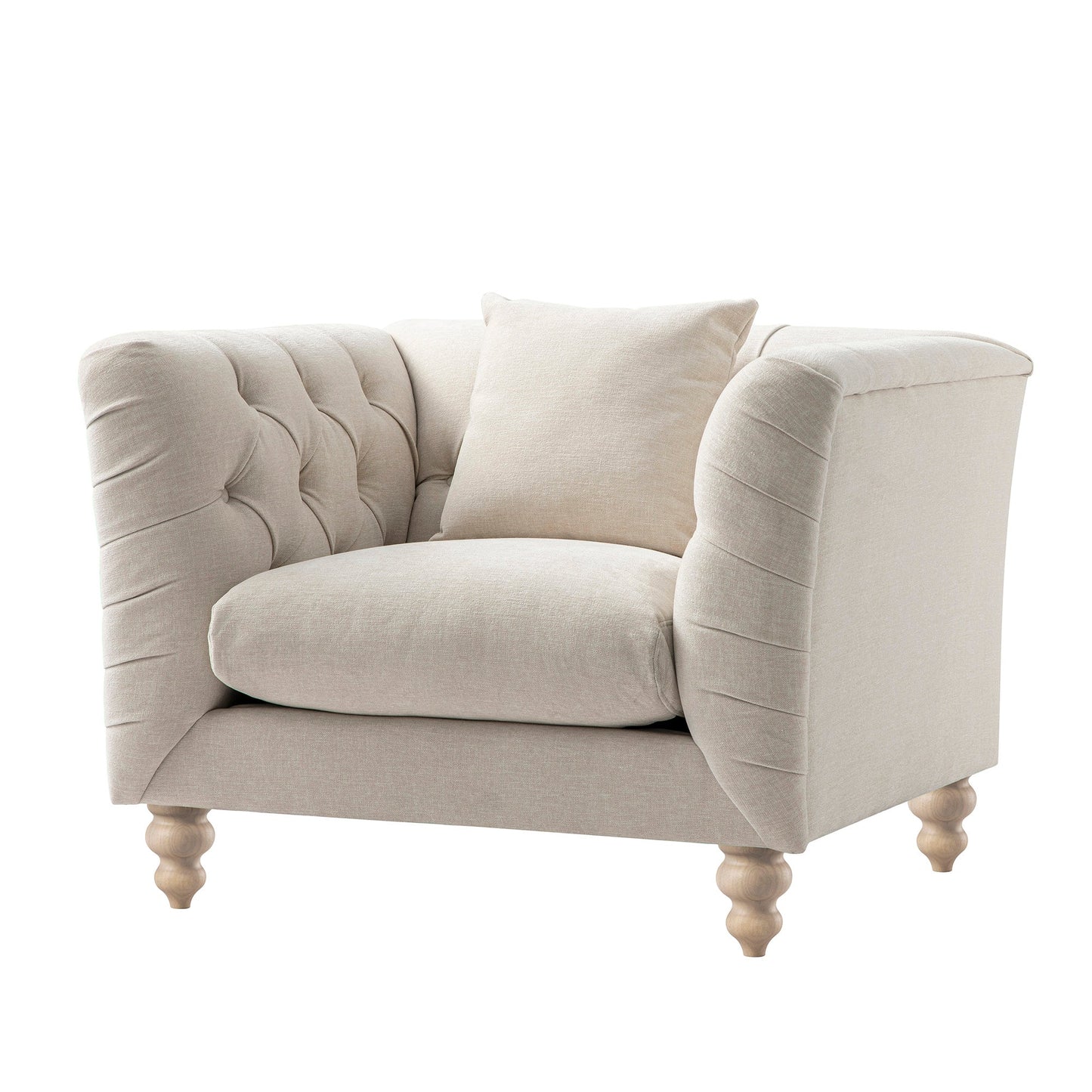 Ashby Chesterfield Armchair, Oatmeal Chenille