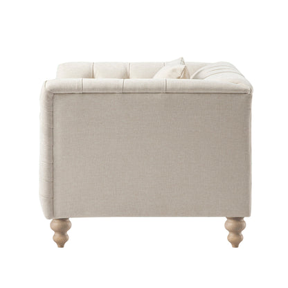 Ashby Chesterfield Armchair, Oatmeal Chenille