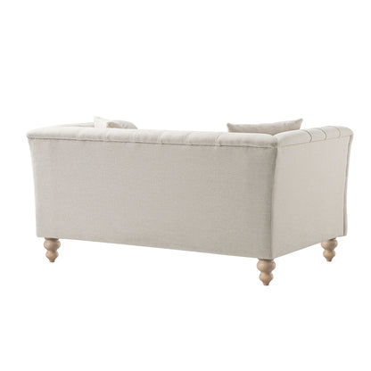 Ashby Chesterfield 2-Seater Sofa, Oatmeal Chenille