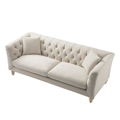 Ashby Chesterfield Large 3-Seater Sofa, Oatmeal Chenille