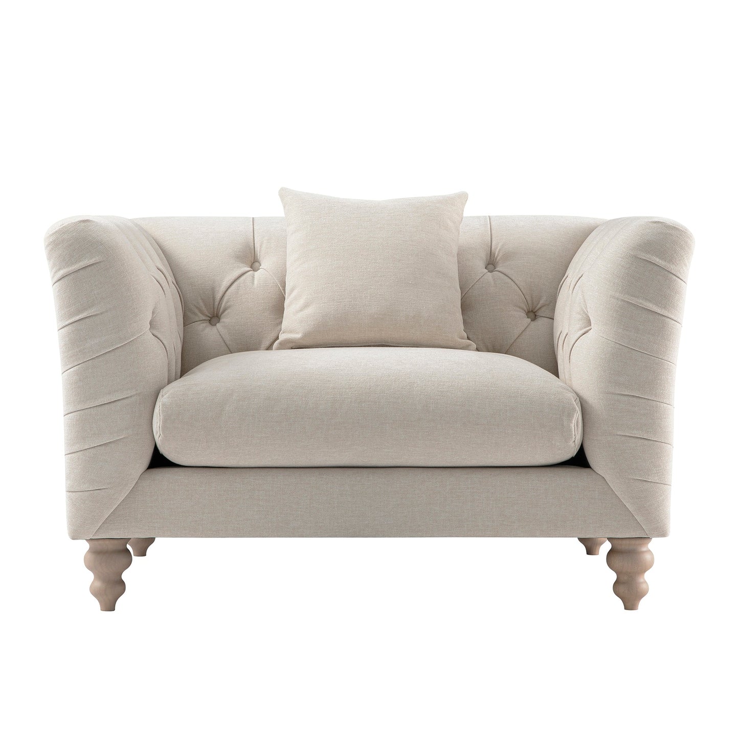 Ashby Chesterfield Loveseat, Oatmeal Chenille
