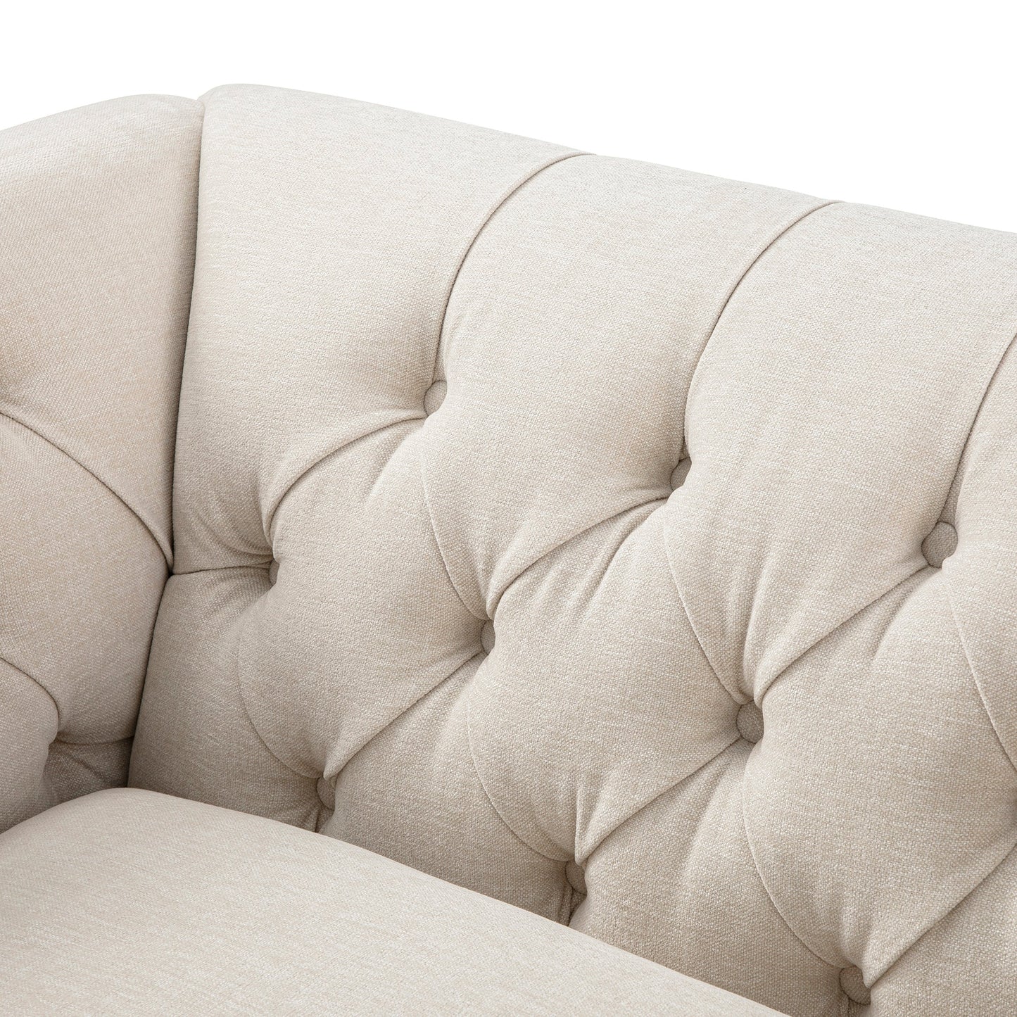 Ashby Chesterfield Loveseat, Oatmeal Chenille