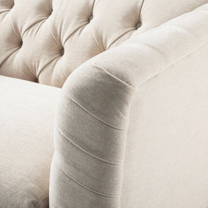 Ashby Chesterfield Loveseat, Oatmeal Chenille