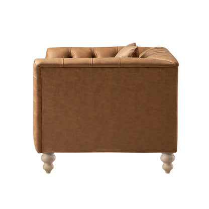 Ashby Chesterfield Armchair, Tan Faux Leather