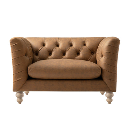 Ashby Chesterfield Loveseat, Tan Faux Leather