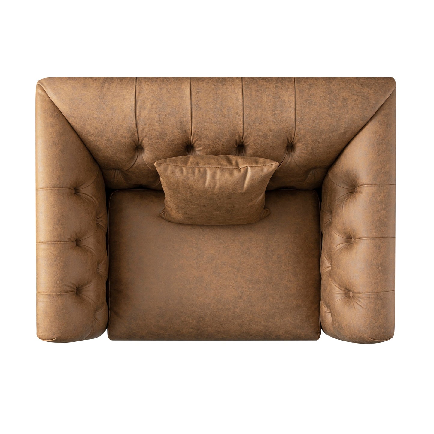 Ashby Chesterfield Loveseat, Tan Faux Leather