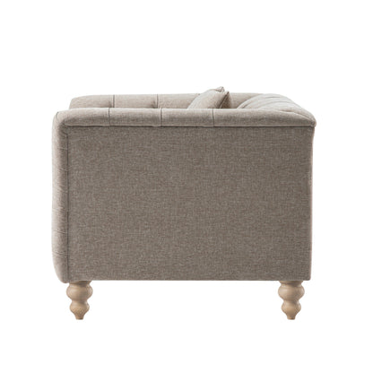 Ashby Chesterfield Armchair, Taupe Chenille