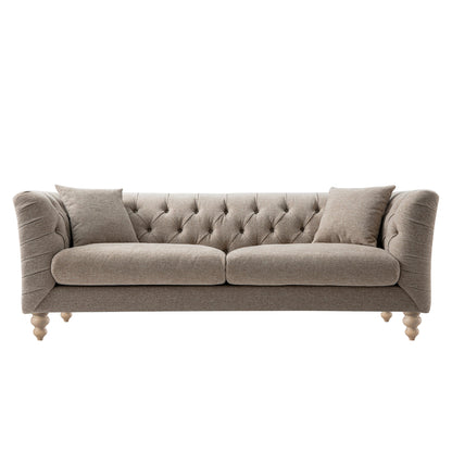 Ashby Chesterfield Large 3-Seater Sofa, Taupe Chenille