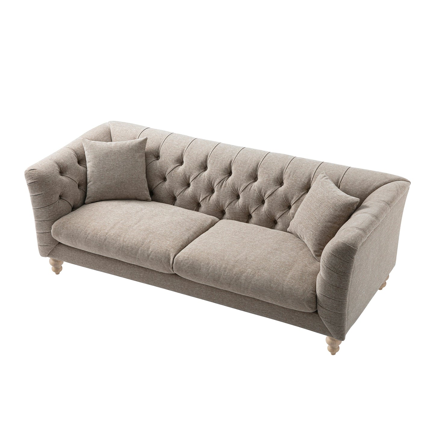 Ashby Chesterfield Large 3-Seater Sofa, Taupe Chenille
