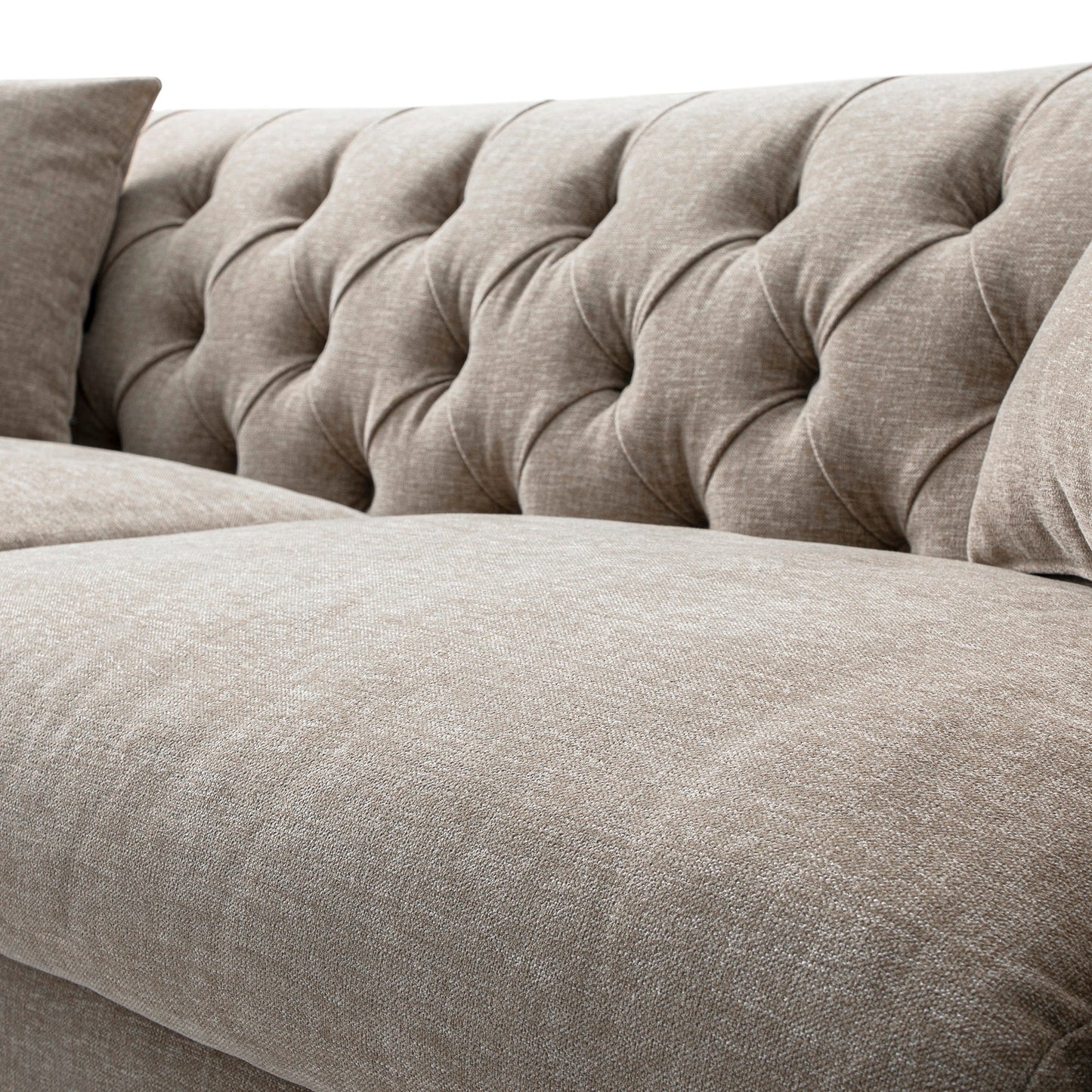 Ashby Chesterfield Large 3-Seater Sofa, Taupe Chenille