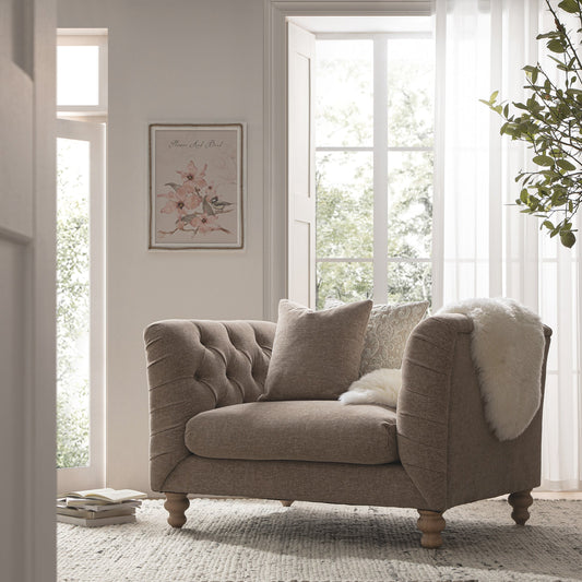 Ashby Chesterfield Loveseat, Taupe Chenille