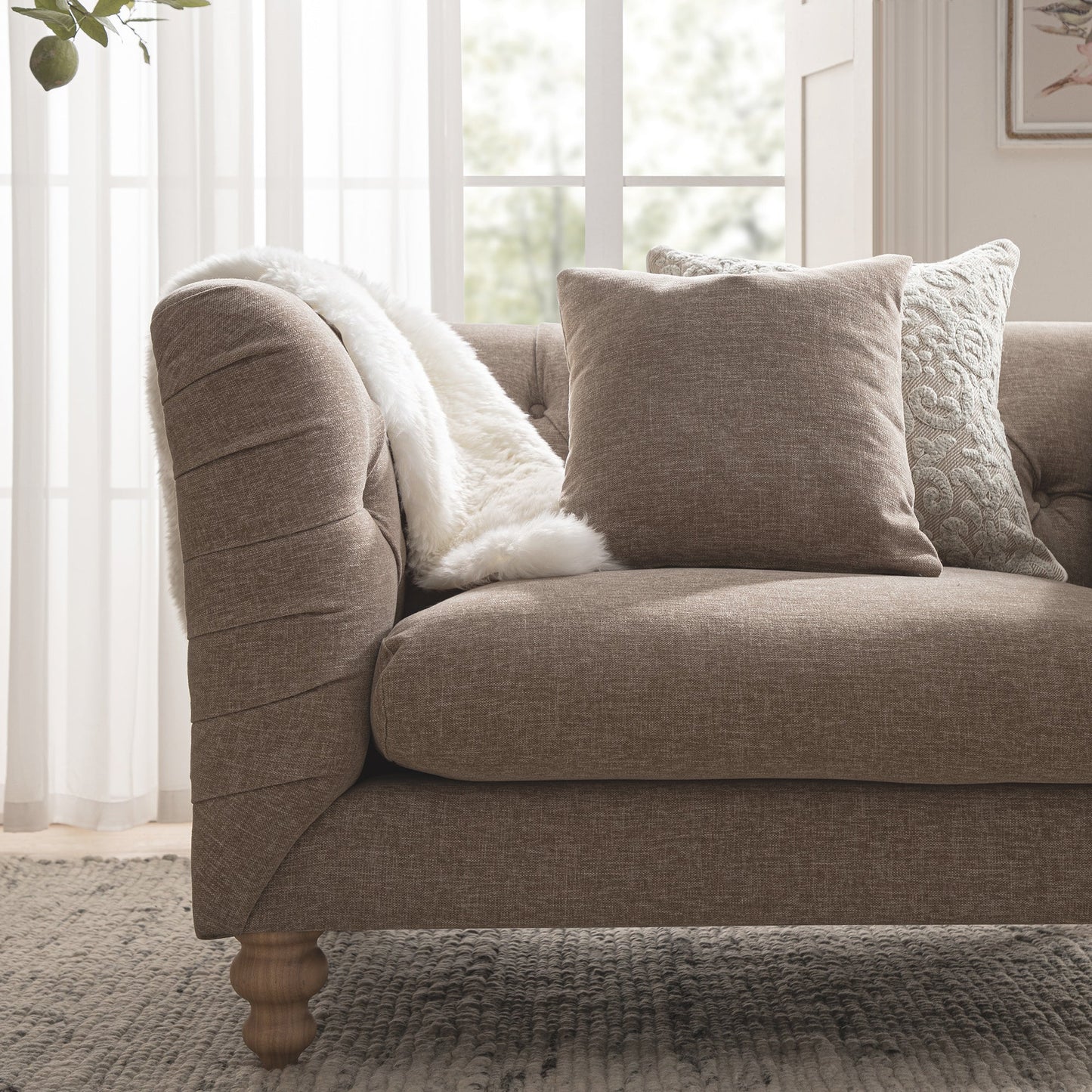 Ashby Chesterfield Loveseat, Taupe Chenille