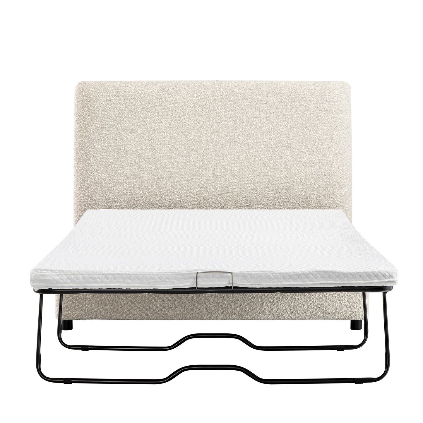 Magda Fold-Out Small Double Bed in an Ottoman, Beige Boucle