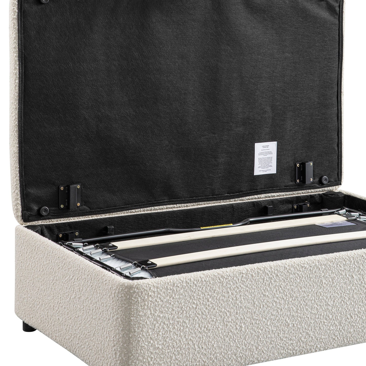 Magda Fold-Out Small Double Bed in an Ottoman, Beige Boucle