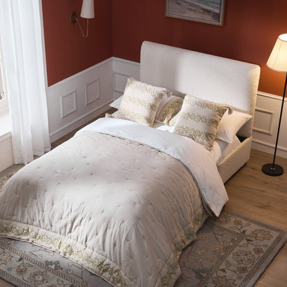 Magda Fold-Out Small Double Bed in an Ottoman, Beige Boucle