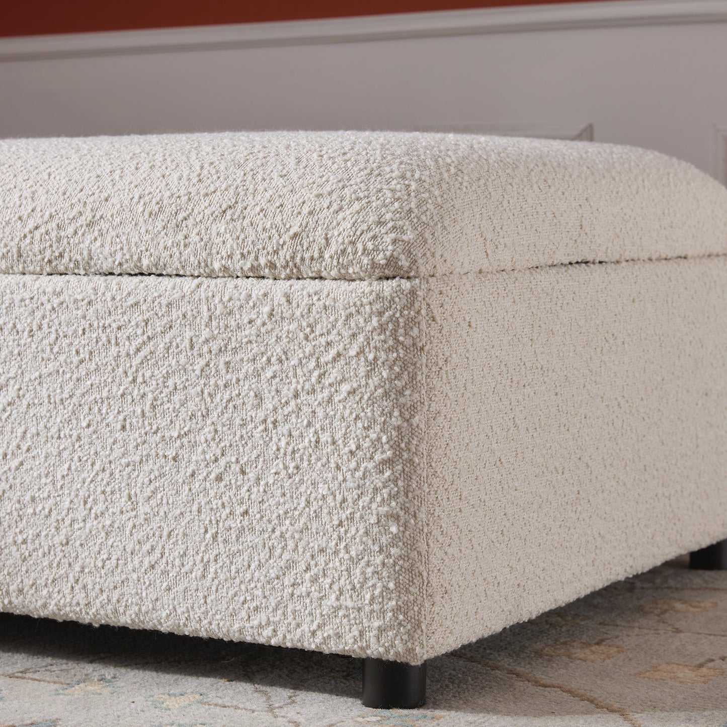 Magda Fold-Out Small Double Bed in an Ottoman, Beige Boucle