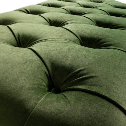 Portland Small Double Buttoned Fold-Out Bed in Ottoman, Moss Green Velvet