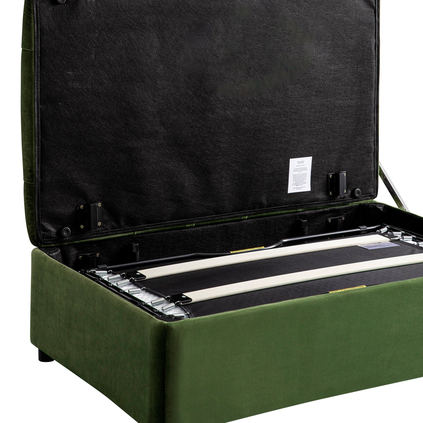 Portland Small Double Buttoned Fold-Out Bed in Ottoman, Moss Green Velvet