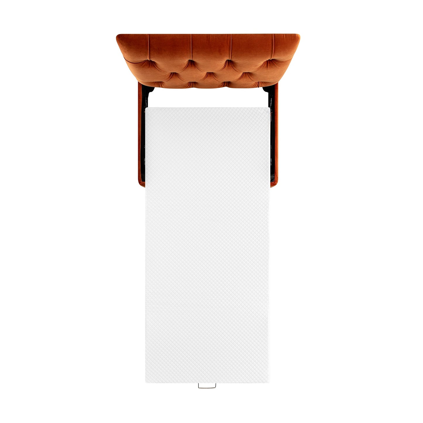 Portland Single Buttoned Fold-Out Bed in Ottoman, Rust Velvet