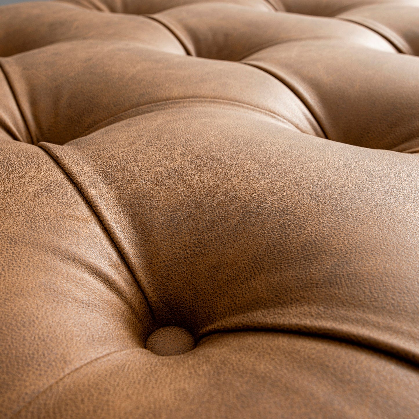 Portland Single Buttoned Fold-Out Bed in Ottoman, Tan Faux Suede