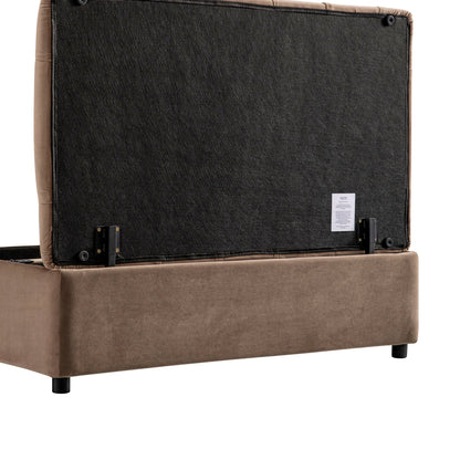 Portland Small Double Buttoned Fold-Out Bed in Ottoman, Mink Velvet