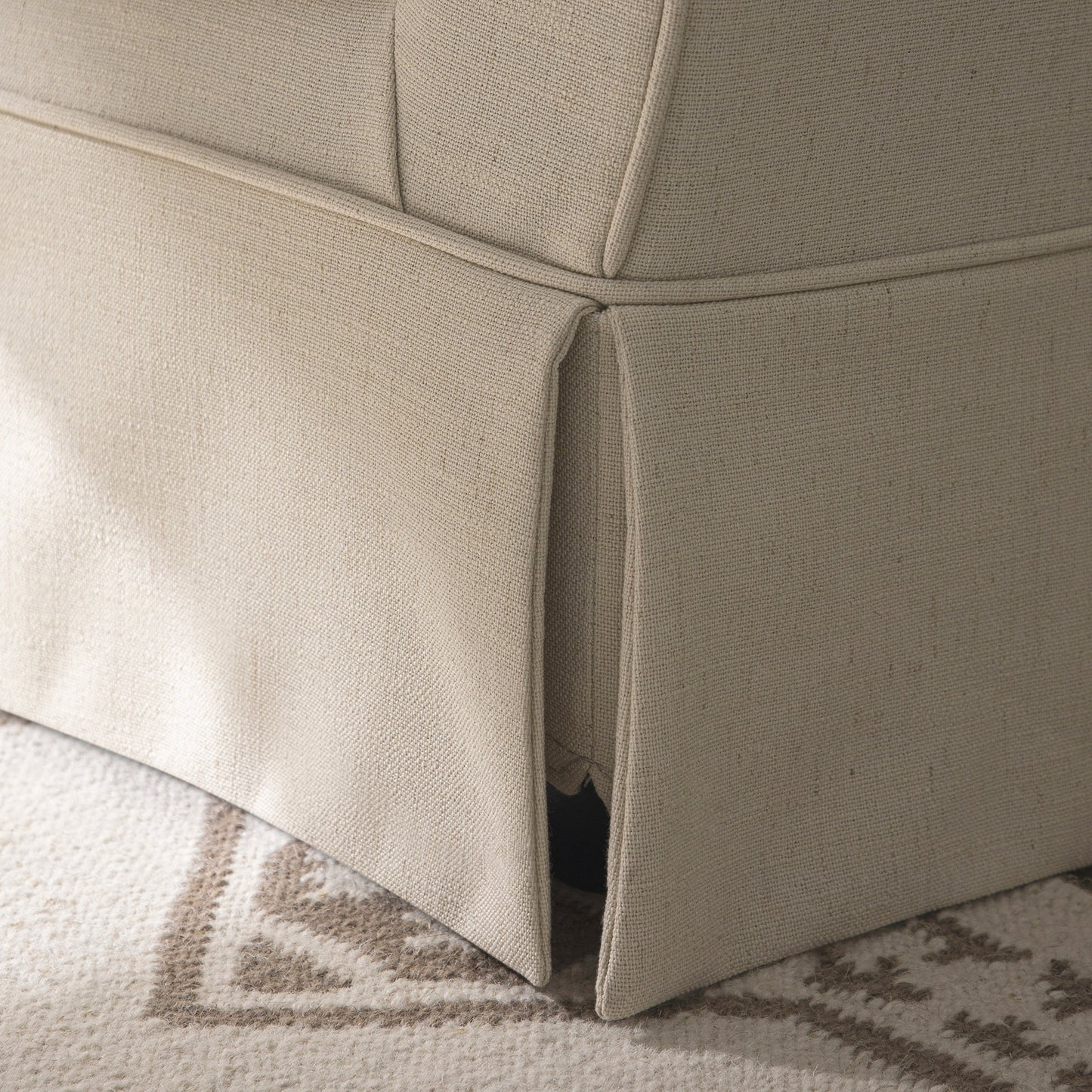 Fitz Skirted Loveseat, Oatmeal Linen Blend