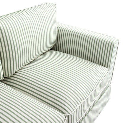 Fitz Skirted 2-Seater Sofa, Sage Striped Linen Blend
