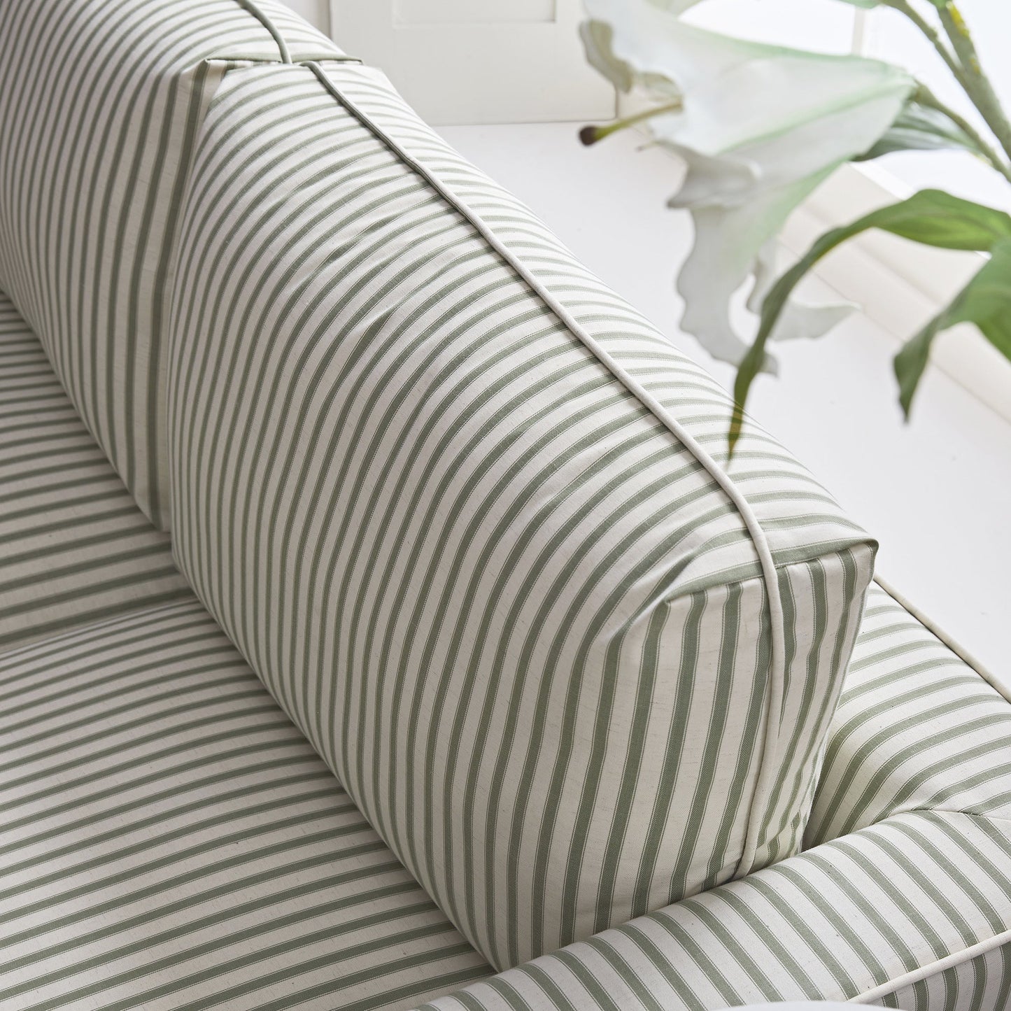 Fitz Skirted 2-Seater Sofa, Sage Striped Linen Blend