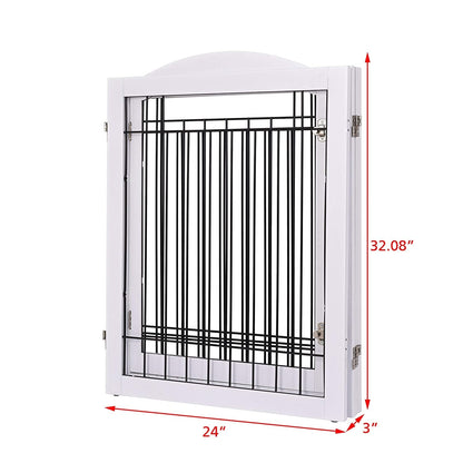 SPIRICH 96 inch Extra Wide 30 inches Tall Dog gate with Door Walk Through, Freestanding Wire Pet Gate,Pet Puppy Safety Fence