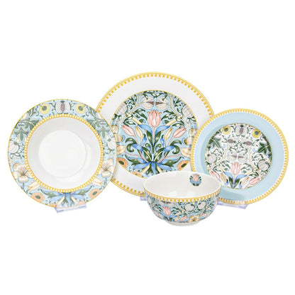 STP Goods Morris Garden Bone China Dinnerware Set of 24 for 6