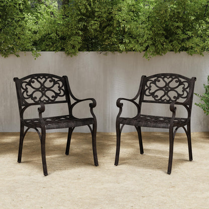 Sanibel Bronze Aluminum 7- Piece Outdoor Dining Set with 72 Oval Dining Table and Six Armchairs by Homestyles