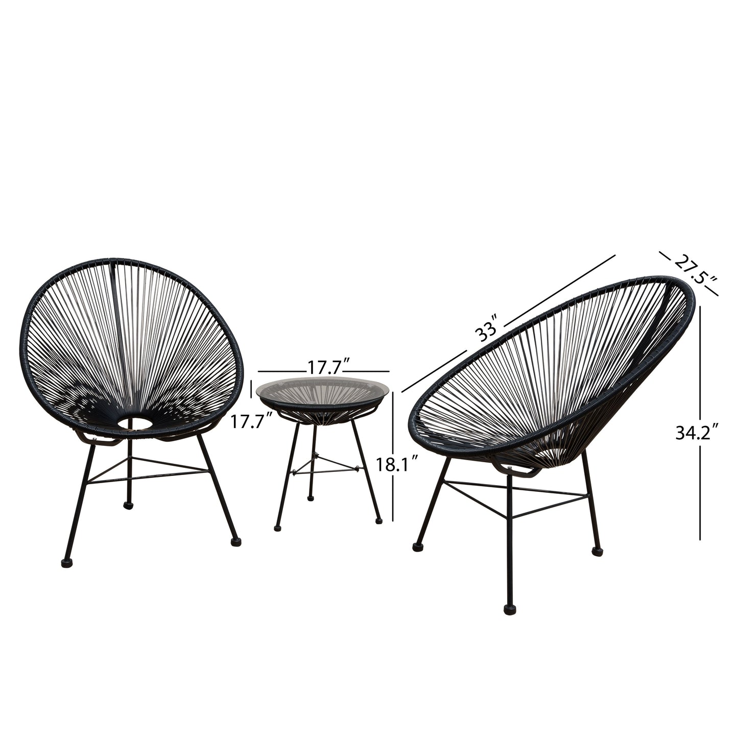 Corvus Sarcelles 3-Piece Modern Wicker Acapulco Bistro Set