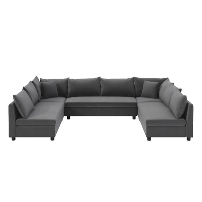 Sectional Sofa,Reversible U Shaped Chenille Couch Set,Free Combination,Oversized 8 Seat Convertible Sofa