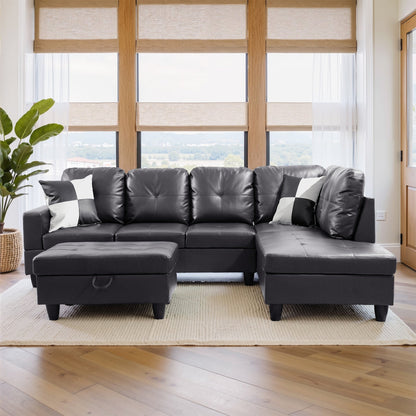 Semi PU Synthetic Leather 3-Piece Couch Living Room Sofa Set