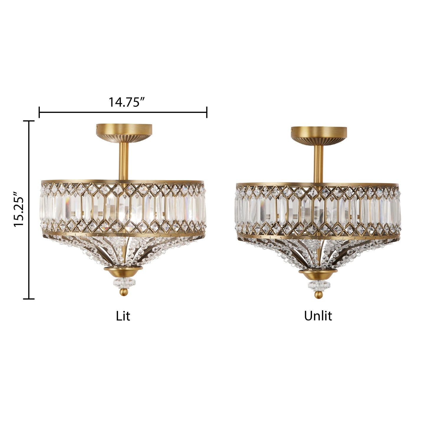 Silver Orchid Furey Bronze/Gold Tiered Glass Semi-flush Lighting Fixture - 14.75L x 14.75W x 15.25H