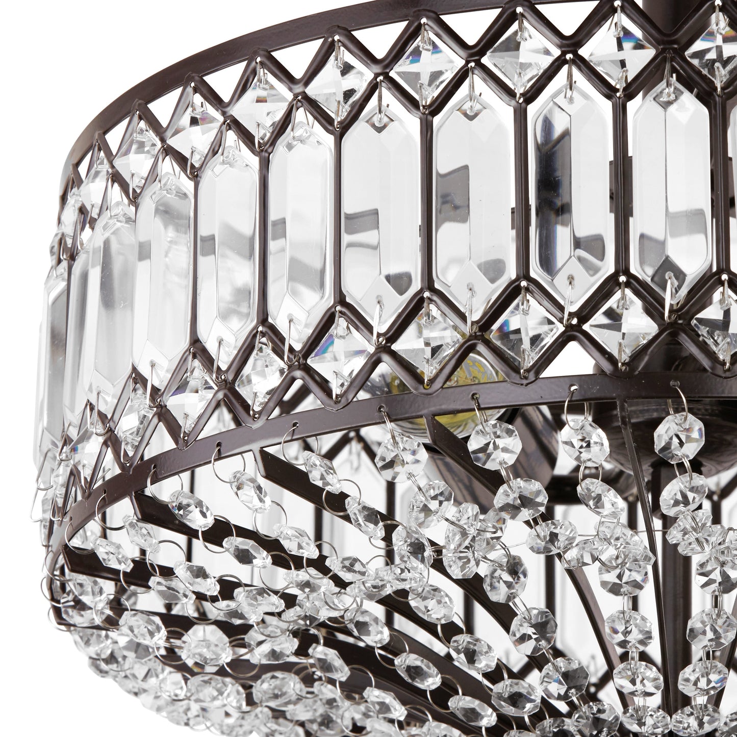 Silver Orchid Furey Bronze/Gold Tiered Glass Semi-flush Lighting Fixture - 14.75L x 14.75W x 15.25H