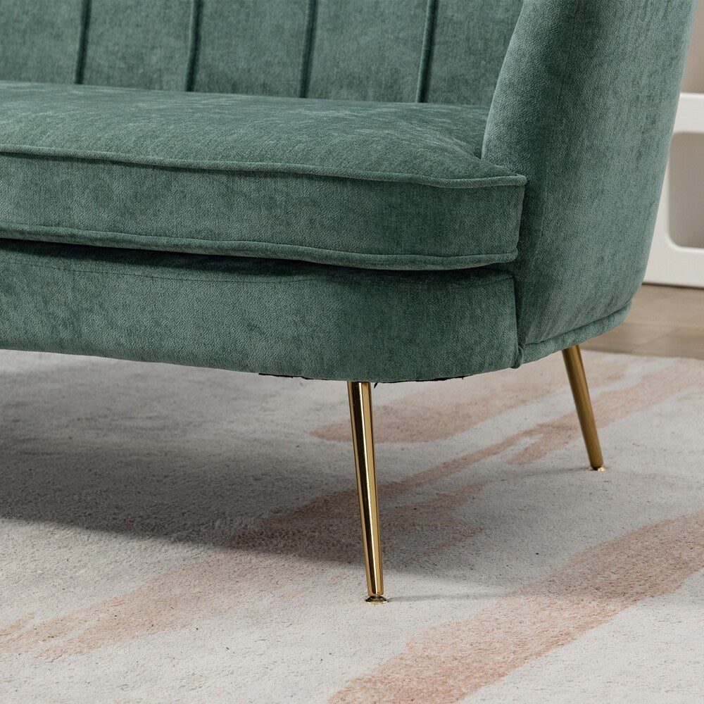 Small Mini Room Couch Two-Seater Sofa with Gold Metal Leg - 2 Seat