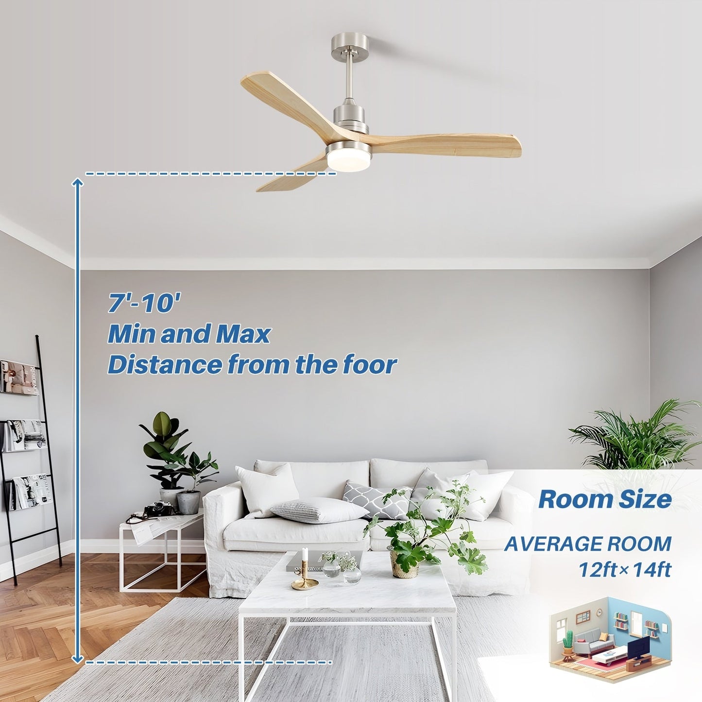 Sofucor 52 Indoor Wood Ceiling Fan Light with Remote, Integrated Light Optional